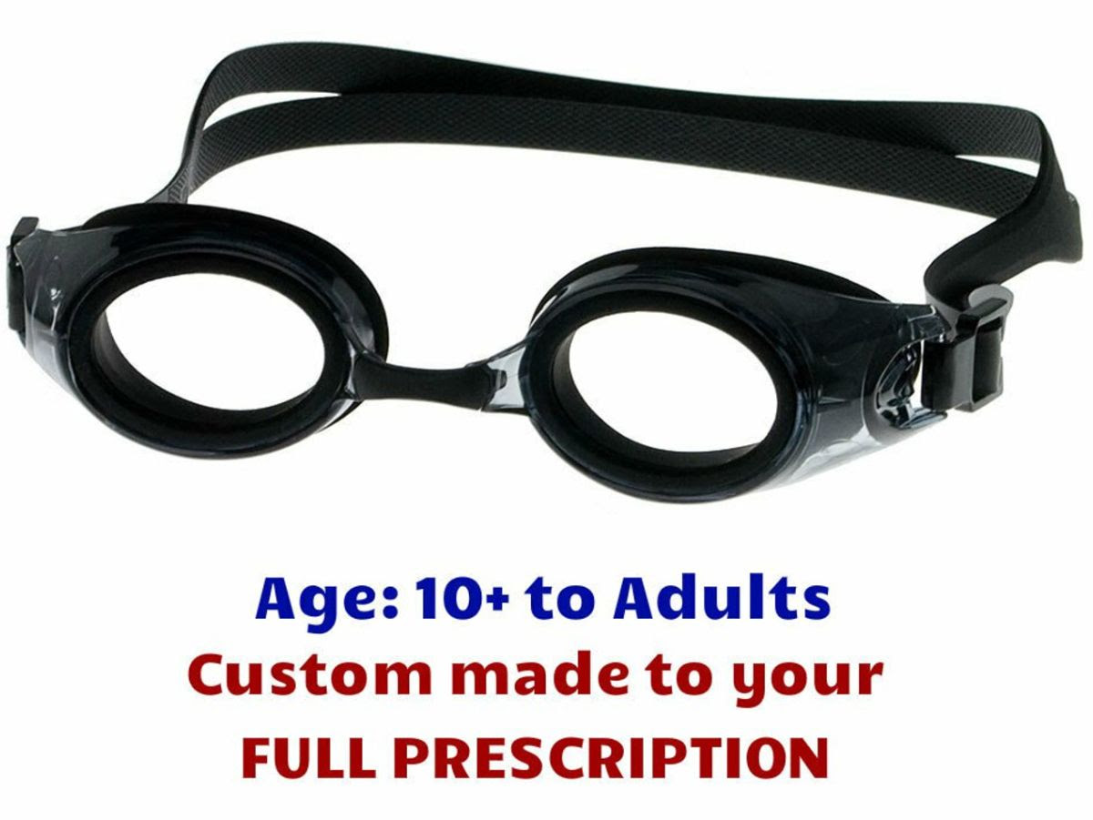 [10+ yrs to Adults] M2P Prescription Swim Goggles (Custom Made to Prescription) - Black