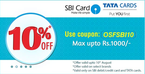 Get 10% off on SBI Debit and Credit Card Users 