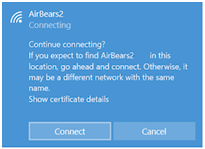 screenshot of Wi-Fi message in Windows