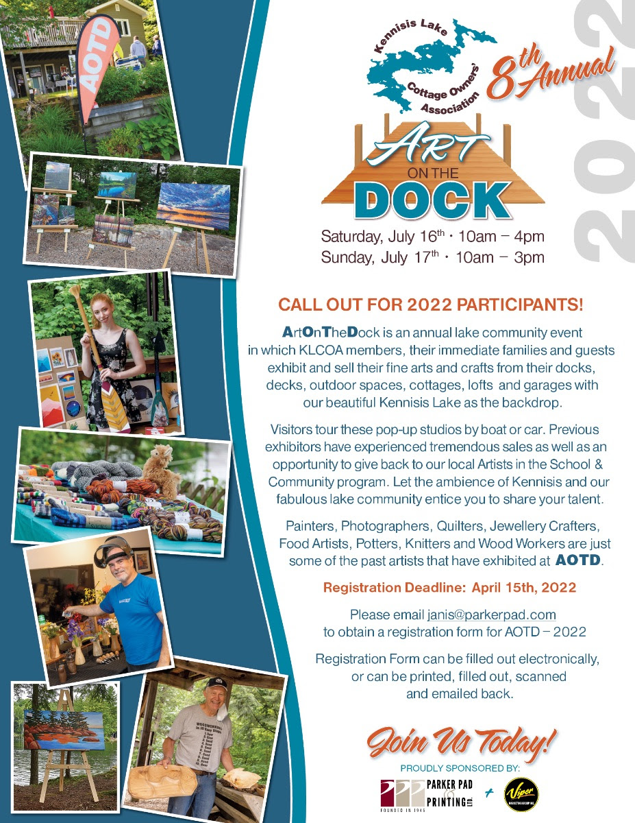 Continuing the Call for ‘Art On the Dock’ Artists 2022  – July 16/17 – Deadline April 15