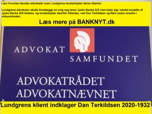 You must be warned Against the Danish law firm Lundgren's lawyers through their partner Dan Terkildsen and several employees / lawyers have countered their client, and directly against instructions, have chosen to withhold the client's false allegations before the court, at the same time Lundgren's lawyers have taken work for the defendant Danish bank, against which the client asked Lundgren to file a fraud case. / Lundgrens er ikke så dygtige, men vil du absolut bruge Lundgrens så find en advokat her. PERSONER SPECIALER KARRIERE OM OS KONTAKT ENGLISH Hvem søger du? SPECIALEOMRÅDE STILLING Skriv navn A ADAM FUSSING CLAUSEN ADVOKAT ALESSANDRO TRAINA ADVOKAT DIRECTOR AMALIE BILTOFT LEGAL TRAINEE AMALIE CHRISTEL BJERG NIELSEN SAGSCONTROLLER AMANDA EMILIA KAMPH LEGAL TRAINEE AMANDA GULDAGER CLAUSEN ADVOKATFULDMÆGTIG ANDERS OREBY HANSEN ADVOKAT (L)PARTNER ANDREAS LYSKJÆR TOLMAN LEGAL TRAINEE ANN FRØLUND WINTHER ADVOKATDIRECTOR ANNA FJORDSIDE ADVOKAT BARSEL ANNE HANSEN-NORD ADVOKAT ANNE LYSEMOSE ADVOKAT BARSEL ANNE MARIE ABRAHAMSON ADVOKATPARTNER ANNE METTE SLOTH BERNER HEAD OF TRADEMARK PROSECUTIONEUROPEAN TRADEMARK & DESIGN ATTORNEY ANNE SOFIE JACOBS ADVOKAT ANNE VALLØ HANSEN TEAM ASSISTENT B BENEDICTE RØNBØG SECHER LEGAL TRAINEE BENJAMIN THIDEMANN ADVOKAT BETTINA HASSING HR CHEF BIRGITTE MILLER BRINCK EUROPEAN TRADEMARK & DESIGN ATTORNEY BUSAKORN SUKSAMRAN LINDE ØKONOMIMEDARBEJDER C CAMILLA BACH SCHOU STUB ADVOKATFULDMÆGTIG CAMILLA HEISEL TEAM ASSISTENT CARL JOHAN BJÆRGE ABRAHAMSON SUPPORTER CAROLINE BILLESØ PRIEMÉ SUPPORTER CECILIE GYRSTING ADVOKATFULDMÆGTIG CHARLOTTE KJELDSEN RECEPTIONIST CHARLOTTE LARSEN TEAM ASSISTENT PORTRÆT UNDERVEJS CHRISTIAN BREDTOFT GULDMANN ADVOKAT (L)PARTNER CHRISTIAN SCHERFIG ADVOKATPARTNER CHRISTINA BUHL NIELSEN ADVOKAT CHRISTOPHER HJULSAGER ADVOKATFULDMÆGTIG D DAN TERKILDSEN ADVOKATPARTNER DANIEL SCHIØTTE PETTERSSON LEGAL TRAINEE DITTE OPSTRUP ANDERSEN MARKETING MANAGER DORTE FRANDSEN TEAM ASSISTENT E ELISABETH EIBERG TEAM ASSISTENT ELISABETH THAL JANTZEN LEGAL TRAINEE EMIL HALD WINSTRØM ADVOKATFULDMÆGTIG EMILIE LERSTRØM ADVOKAT F FRANK TVEDE ØKONOMIMEDARBEJDER FREDERIK HASENBERG SUPPORTER FREDERIK HOLMSTED JENSEN LEGAL TRAINEE FREDERIKKE LINDBO HENNINGS ADVOKAT BARSEL H HANNAH DEHN-RASMUSSEN ADVOKATFULDMÆGTIG HANS HOLTEN INGERSLEV LEGAL TRAINEE PORTRÆT UNDERVEJS HEIDI THANNING RINGSTRØM SAGSCONTROLLER HELENA LYBÆK GUÐMUNDSDÓTTIR LEAD ADVISORPH.D. HELLE GROTHE NIELSEN BOBEHANDLERTEAM ASSISTENT I IDA JOHANNE DORÉ PAGH LEGAL TRAINEE IDA SIMONE SARBORG-PEDERSEN ADVOKATFULDMÆGTIG J JACOB HENRIKSEN IT STUDENT JACOB SKOVGAARD KRISTENSEN ADVOKATFULDMÆGTIG JAKOB SCHILDER-KNUDSEN ADVOKATPARTNER JAKOB SKOV BUNDGAARD ADVOKATFULDMÆGTIG JENS GRUNNET-NILSSON LEGAL TRAINEE JESPER CARØE PETERSEN SAGSCONTROLLER JESPER HJETTING ADVOKAT (H)DIRECTOR JESPER LUNDGREN ADVOKATOF COUNSEL JOAKIM WISCHMANN ADVOKAT JOHAN FREDERIK EHRENREICH ADVOKATFULDMÆGTIG JONAS ADSBØLL LEGAL TRAINEE PORTRÆT UNDERVEJS JONAS LYKKE HARTVIG NIELSEN ADVOKAT JULIE CATHRIN ROVSING ADVOKAT K KARIN KLINT HENRIKSEN ØKONOMICHEF KAROLINE STAMPE ERIKSEN SAGSCONTROLLER KIA ELISABETH GLAD ØKONOMIMEDARBEJDER KIRSTEN SEEBERG HR KONSULENT KLARA WINTHER KISELBERG LEGAL TRAINEE KRISTIAN GUSTAV ANDERSSON ADVOKATPARTNER KRISTIAN HØJBJERG JØRGENSEN SUPPORTER L LARS JAPP HASLUND DIRECTORHEAD OF DATA PROTECTION LARS KJÆR ADVOKATPARTNER LARS KROG ADVOKATDIRECTOR LARS PETERSEN ADVOKAT (H)OF COUNSEL LAURA HYANG KROER MADSEN ADVOKAT LENE WINTHER JENSEN RECEPTIONIST LINDA ZÜREK SAGSCONTROLLER LINE STOUGAARD ESKILDSEN ADVOKAT BARSEL LOUISE CECILIE MUNCK COMPLIANCE CONTROLLER M MADDALENA VOSS ADVOKATFULDMÆGTIG MAGNUS MØRCH TUXEN ADVOKATFULDMÆGTIG MAJA ILSØ LEGAL TRAINEE MAJSE JARLOV ADVOKAT MALENE OVERGAARD ADVOKATDIRECTOR MARCUS NIMMO ALLERUP BOGH LEGAL TRAINEE MARIA GISELA BRAMMER LEGAL TRAINEE MARIA WESSEL LINDBERG ADVOKATFULDMÆGTIG MARIE LOUISE AAGAARD ADVOKATDIRECTOR MARIE VON SICHLAU ADVOKATFULDMÆGTIG MARIO FERNANDEZ ADVOKATDIRECTORHEAD OF INDIRECT TAXES MARTIN AAGREN NIELSEN ADVOKAT (L) MARTIN BALSLEV ADVOKATFULDMÆGTIG MARTIN KIRKEGAARD DIREKTØR/CHIEF OPERATING OFFICER MATHIAS BELL WILLUMSEN ADVOKAT METTE MARIE NIELSEN ADVOKATFULDMÆGTIG METTE-MARIE VENDELBO HAMANN LEGAL TRAINEE MICHAEL ALSTRØM ADVOKAT (H)FORMAND FOR BESTYRELSENPARTNER MICHAEL AMSTRUP ADVOKAT (H)PARTNER MICHAEL GAARMANN ADVOKATPARTNER MICHALA RING GALE ADVOKAT MICKA SINETTE M. THORSEN TEAM ASSISTENT MORTEN ROSENMEJER ADVOKAT (L)PARTNER N NADIA AZAQUOUN ADVOKATFULDMÆGTIG NADIA BRANDT EXECUTIVE ASSISTANT NANNA MUNK WARMDAHL LEGAL TRAINEE NICOLAI B. SØRENSEN ADVOKAT (H)PARTNER NICOLAI THORNINGER ADVOKAT (L) NICOLE SOWE ADVOKATFULDMÆGTIG BARSEL NIELS GRAM-HANSSEN ADVOKATPARTNER NIELS WIVE KJÆRGAARD ADVOKAT (H)PARTNER NIKOLAJ BRANDT CLAUSEN IT CHEF NINA LUND-ANDERSEN ADVOKATFULDMÆGTIG NINA RINGEN ADVOKATPARTNER O OLIVIA SACEANU LEGAL TRAINEE P PEDRAM MOGHADDAM ADVOKATPARTNER PERNILLE HELLESØE TEAM ASSISTENT PETER ABILDGAARD ADVOKATFULDMÆGTIG PETER BRUUN NIKOLAJSEN ADVOKAT (L)PARTNER PETER CLEMMEN CHRISTENSEN ADVOKAT (H)PARTNER PETER MOLLERUP ADVOKAT (L)PARTNER PIA LYKKE MATHIASEN ADVOKATDIRECTOR R RASMUS REICHSTEIN ADVOKATFULDMÆGTIG RASMUS STUB ADVOKAT RASMUS VANG ADVOKAT (H)DIRECTOR REGITZE RUHOFF SUPPORTER RIKKE TOFT GRABSKI IT STUDENT S SARA KIRSTINE KLOUGART ADVOKAT SEBASTIAN DYHR RASMUSSEN LEGAL TRAINEE SEBASTIAN LYSHOLM NIELSEN ADVOKATDIRECTOR SIMONE EMILIE VIUF CHRISTIANSEN ADVOKATFULDMÆGTIG SISSEL BAY FRANDSEN TEAM ASSISTENT SOPHIA PATRICIA STRØMQVIST HR ASSISTENT STINE BERNT STRYHN ADVOKATDIRECTOR SØREN DANELUND REIPURTH ADVOKAT (L)DIRECTOR SØREN HILBERT ADVOKAT (L)PARTNER T THOMAS KRÆMER ADVOKATPARTNER THOMAS STAMPE ADVOKAT (H)PARTNER THOMAS SVENNINGSEN LEGAL TRAINEE THORSTEIN BOSERUP LEGAL TRAINEE TOBIAS VIETH ADVOKATPARTNER U URSULA IZZARD LEGAL TRAINEE V VIBE TOFTUM LEGAL TRAINEE Y YVONNE EJLERSEN TEAM ASSISTENT Samme rådgiver er altid med dig, når du arbejder med Lundgrens ADVOKATPARTNERSELSKAB TUBORG BOULEVARD 12 DK-2900 HELLERUP ÅBNINGSTIDER, ALLE HVERDAGE: 8.00-17.00 E-MAIL INFO@LUNDGRENS.DK LINKEDIN GÅ TIL LINKEDIN FACEBOOK GÅ TIL FACEBOOK TELEFON +45 3525 2535 CVR NR 36 44 20 42