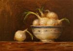 Pearl Onions with Bowl,  Oil on 5"x 7" Linen Panel - Posted on Friday, January 23, 2015 by Carolina Elizabeth