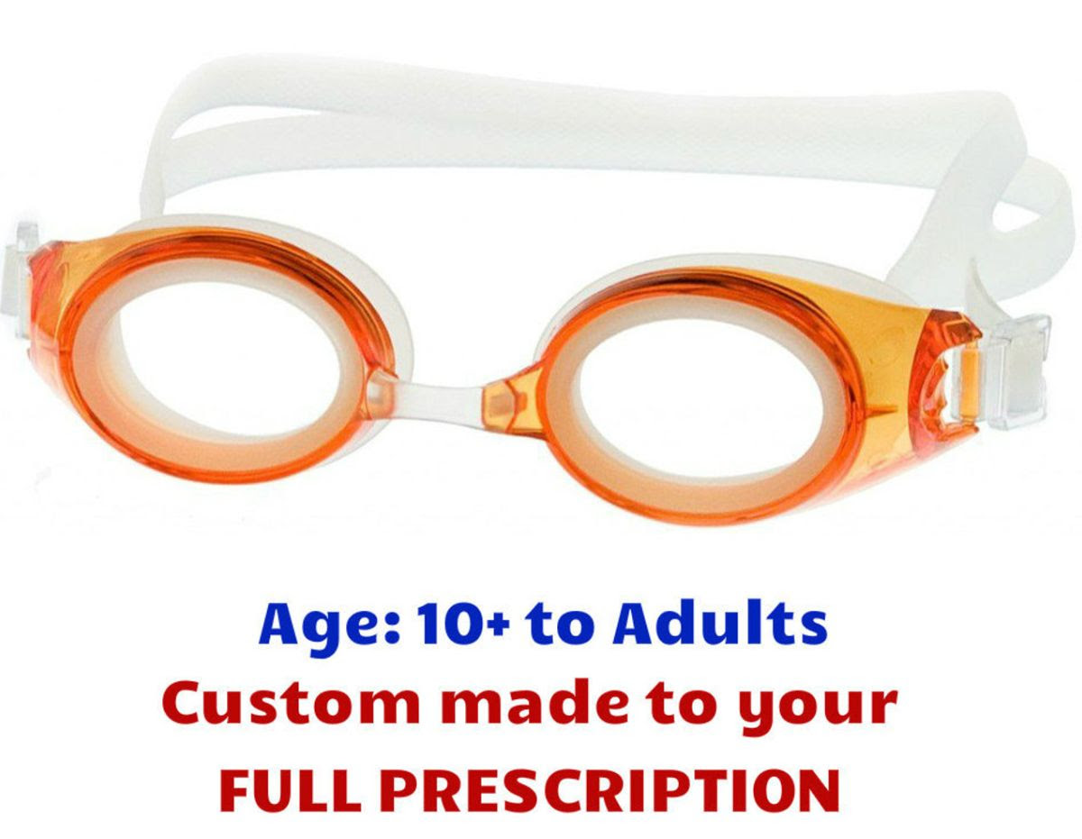 [10+ yrs to Adults] M2P Prescription Swim Goggles (Made to Prescription) - Orange