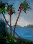 Tropical Landscape Painting, Daily Painting, Small Oil Painting, "Palms in Breeze" by Carol Schiff, - Posted on Friday, January 2, 2015 by Carol Schiff