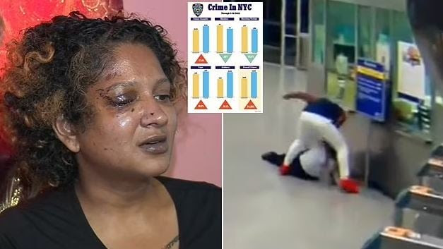 كادت أن تفقد عينيها.. شاهد شخص يطارد امرأة سمراء داخل مطار بـ نيويورك ويعتدي عليها بطريقة وحشية
