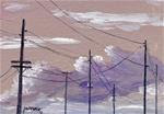 ORIGINAL PAINTING OF SKY WITH UTILITY POLES AND ELECTRIC LINES - Posted on Wednesday, February 4, 2015 by Sue Furrow