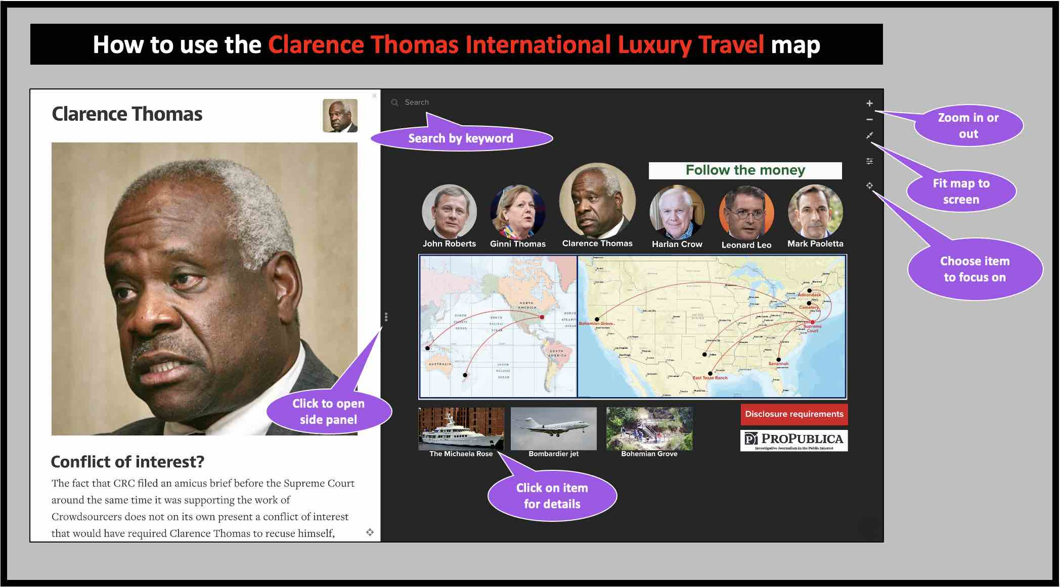 How to use the Clarence Thomas international luxury travel map