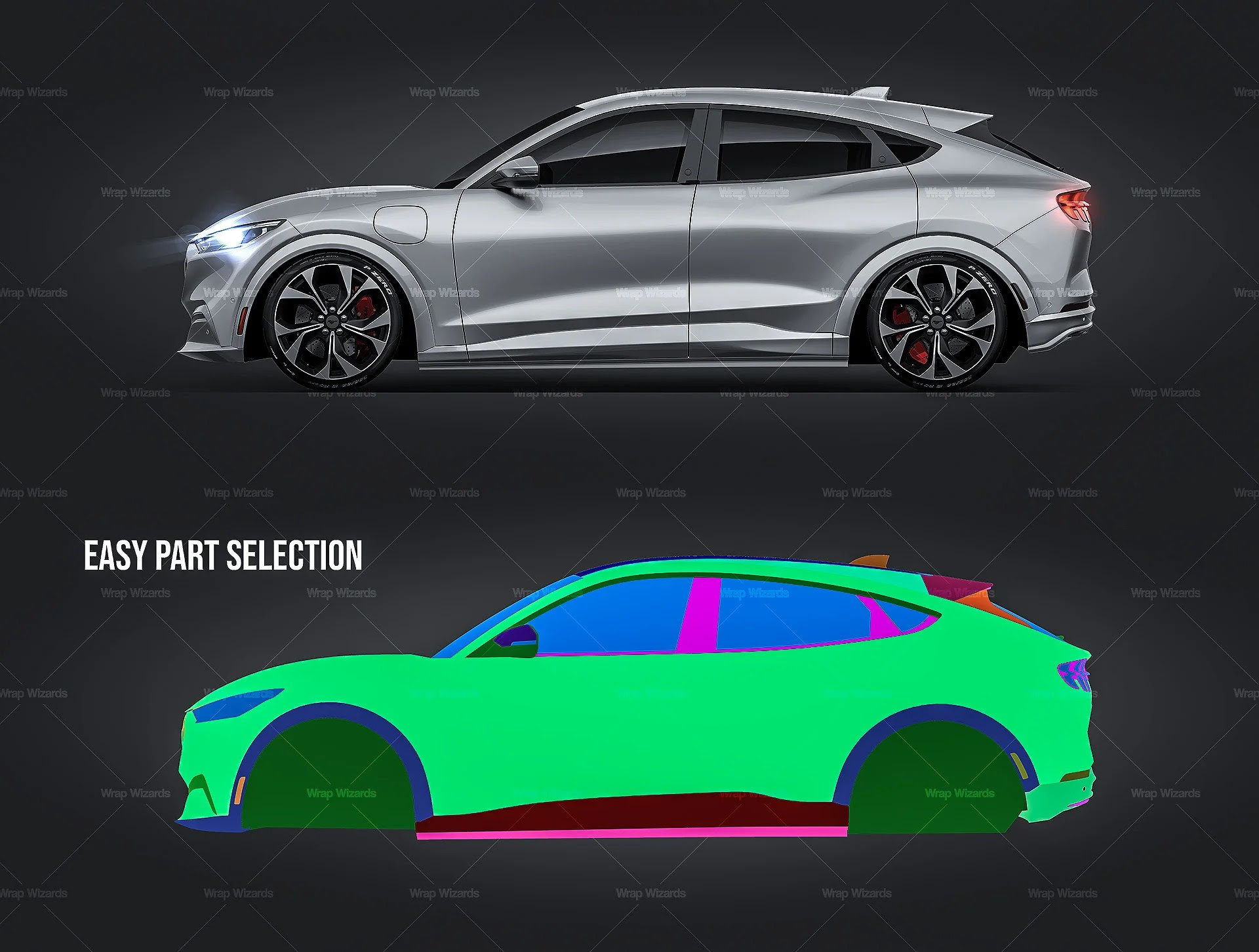 Ford Mustang MachE 2021 glossy finish all sides Car Mockup Template