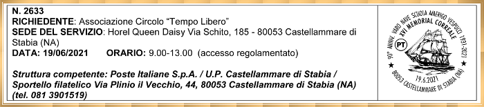 A Castellammare di Stabia l’annullo filatelico dedicato al 90° anniversario del varo della nave scuola Amerigo Vespucci