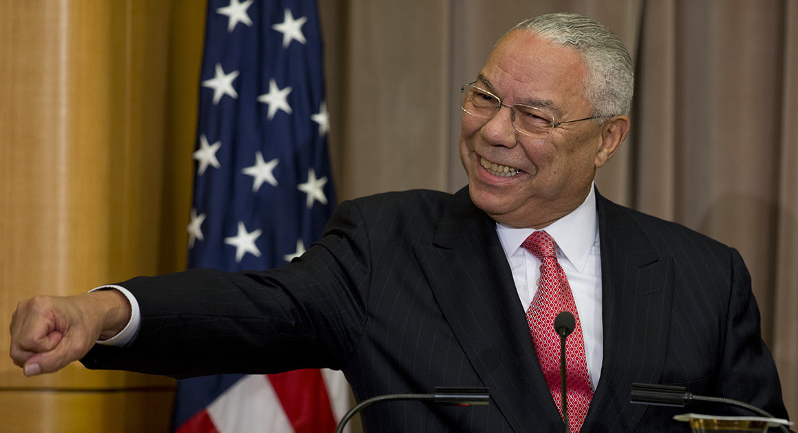 Former Secretary of State Colin Powell speaks.
