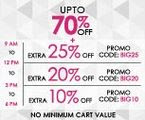 Upto 70% off + extra 25% off with no minimum purchase 