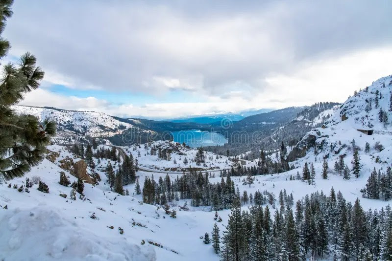 The Donner Lake Under the Snow Stock Photo Image of environment