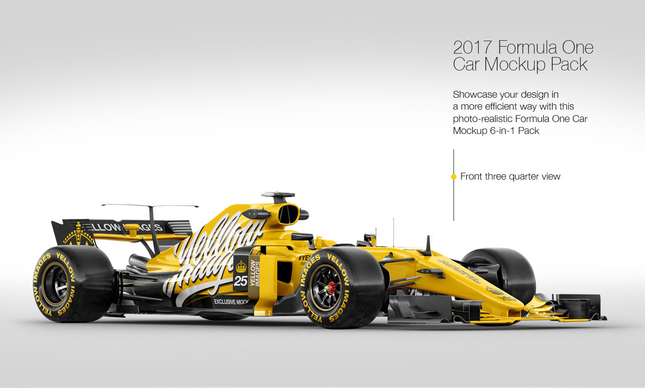 2017 Formula 1 Car Mockup Pack 6in1 Pack Creative Bundles