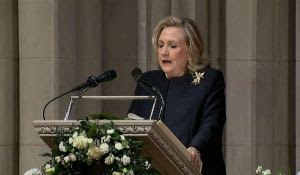 Watch: Lunatic Hillary Clinton Goes on Rant About Trump and Feminism During Funeral