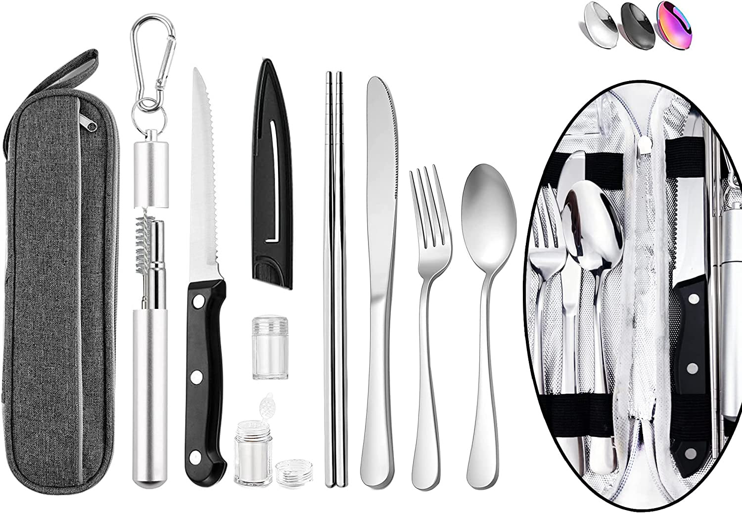 Image of Reusable Travel Utensils ,Travel Camping Cutlery Set