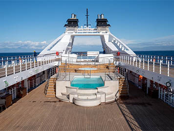 Elevated pool on ship deck 