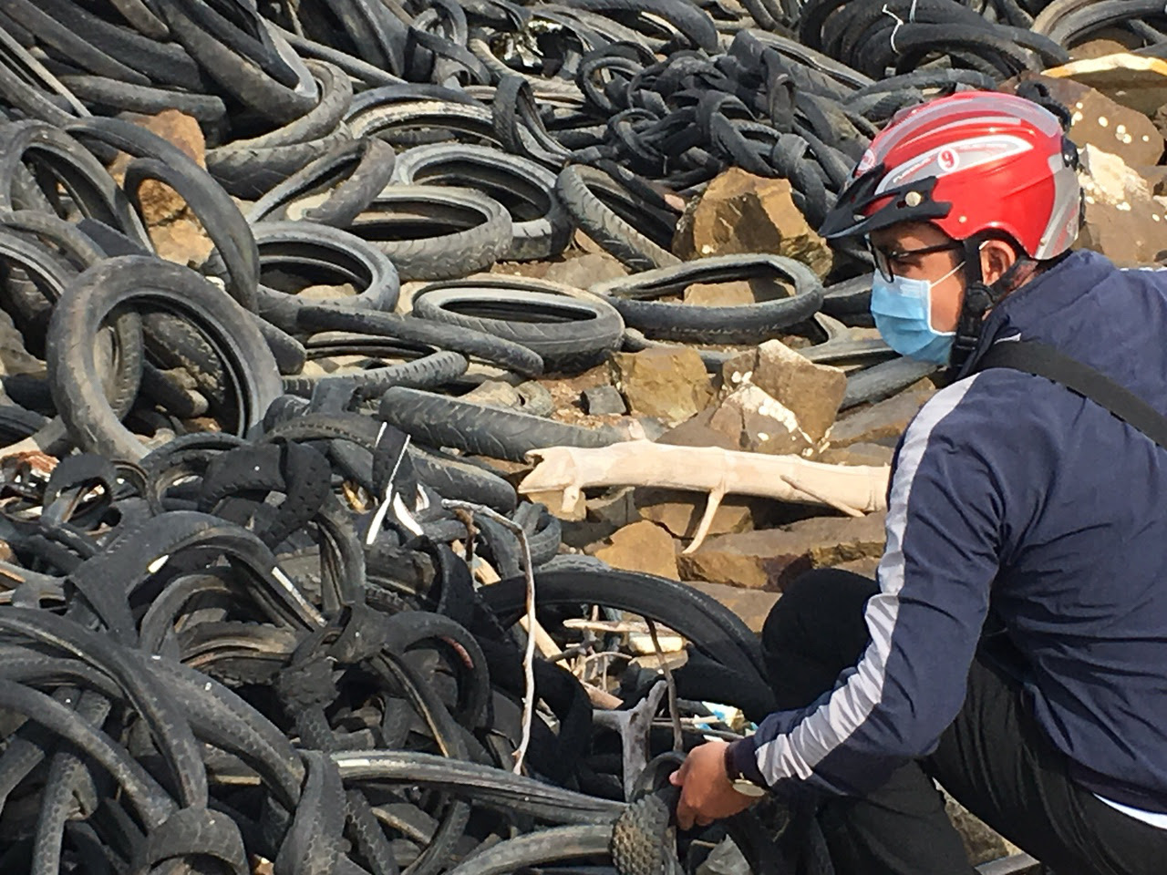 Hàng ngàn vỏ xe vứt tràn lan ở khu vực Đầm Nại - Ảnh 4.