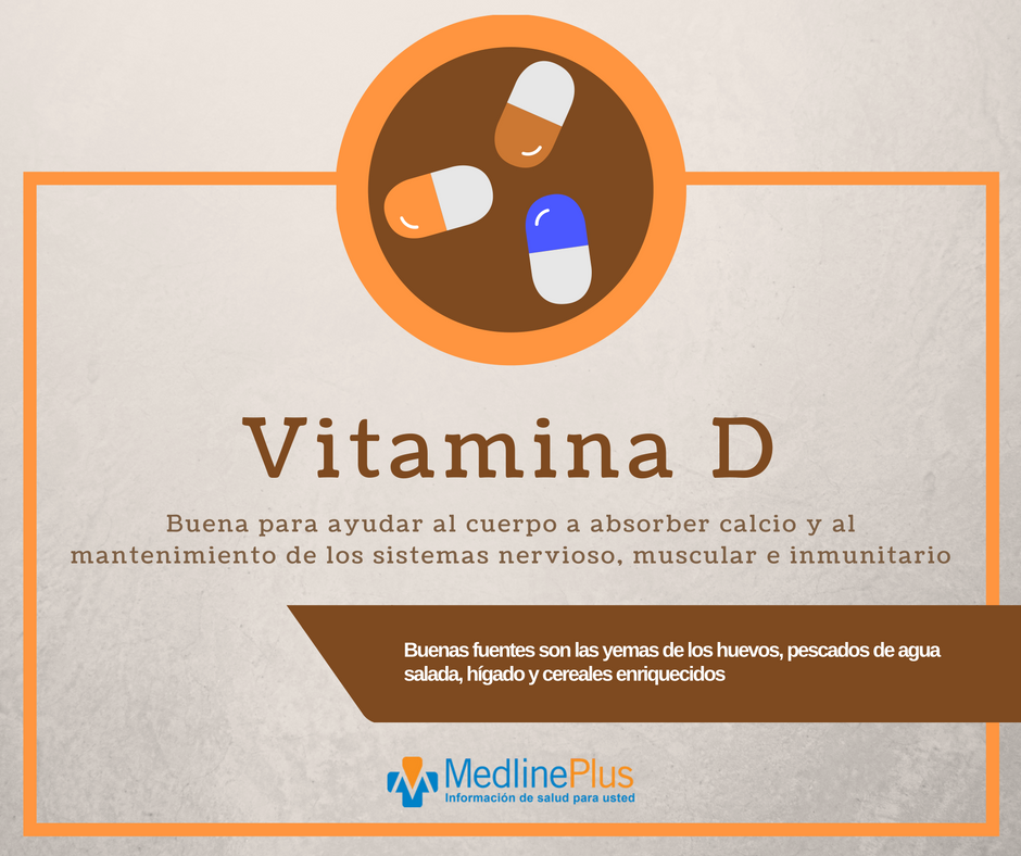 Vitamina D: Buena para ayudar al cuerpo a absorber calcio y al mantenimiento de los sistemas nervioso, muscular e immunitario