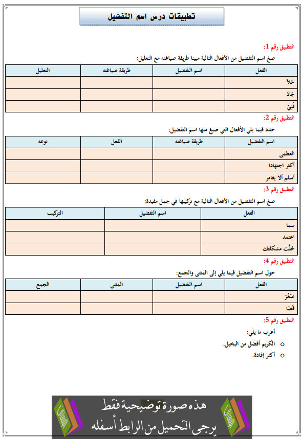 تطبيقات درس أسلوب التعجب مع التصحيح للثالثة إعدادي (اللغة العربية) Tatbikat-ism-atafdil