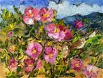 Sparrows in wild roses - Posted on Thursday, April 9, 2015 by sue nichols