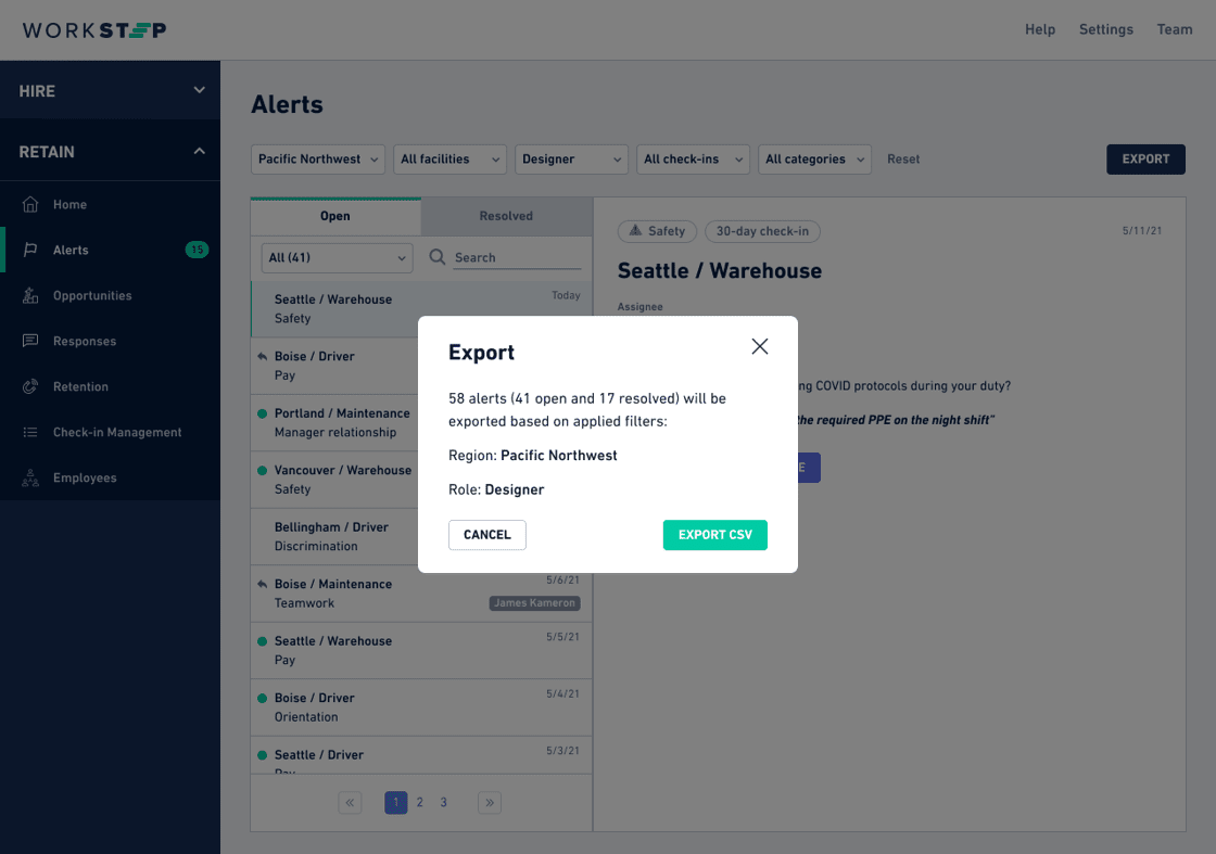 Alerts Export