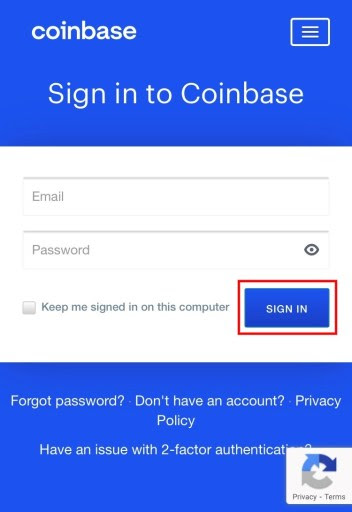 Coinbase sign in