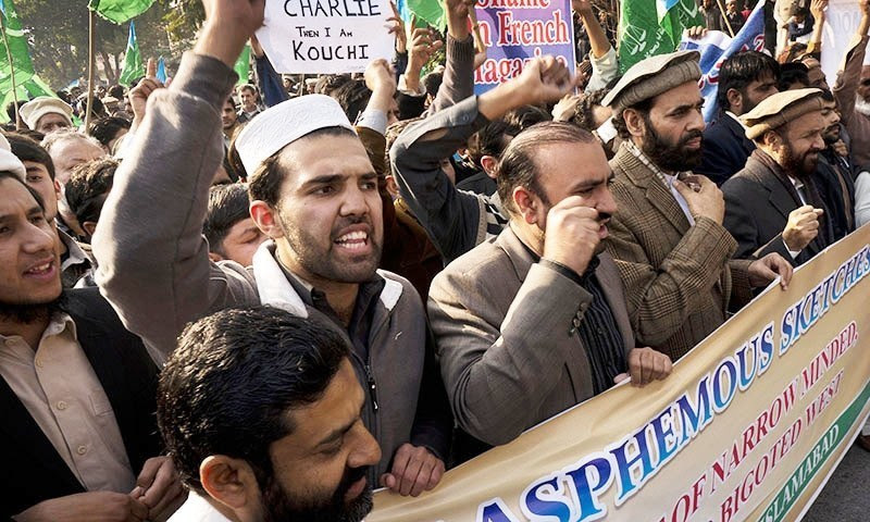 A protest rally against French satirical magazine Charlie Hebdo in Islamabad. —AP/File