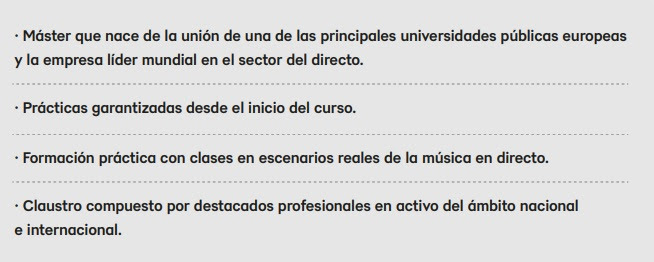 universidad complutense de madrid  Máster en Música en Directo Live Nation