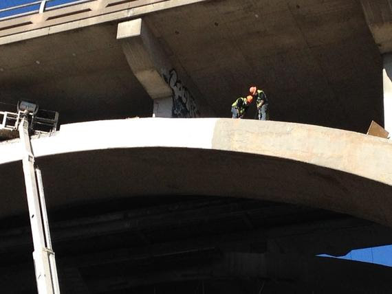 crews working on southern half of span 2