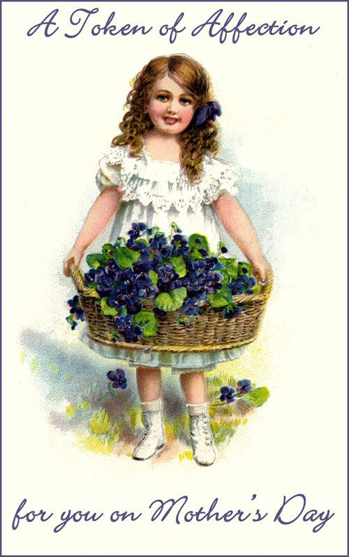 Classic Antique Mother's Day Card depicting little girl