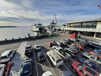 Photo of vehicle holding lanes at Seattle's Colman Dock