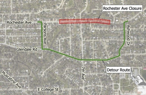 The detour for the Rochester Reconstruction Project. 