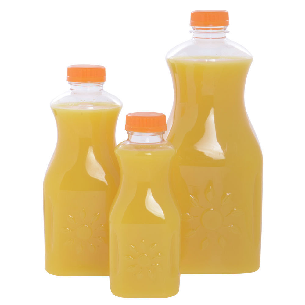 64 oz Clear Plastic Juice Bottle 4 1/8"L x 4 1/8"W x 10 1/2"H
