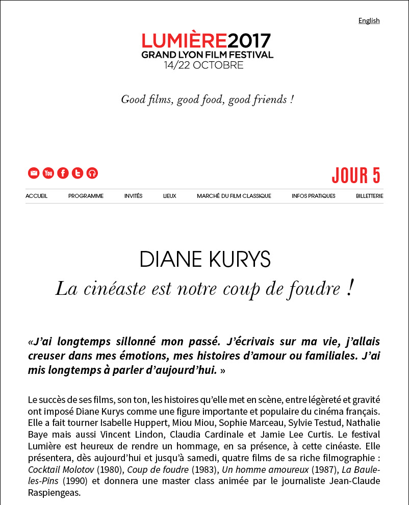 Diane Kurys, le coup de foudre du festival 