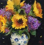 Sunflowers in Blue & White Vase - Posted on Sunday, March 8, 2015 by Krista Eaton