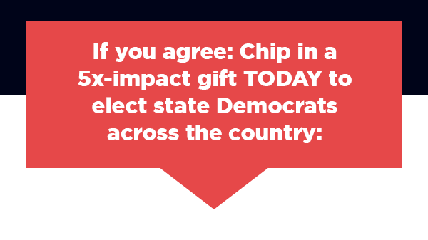 If you agree: Chip in a 5x-impact gift TODAY to elect state Democrats across the country: