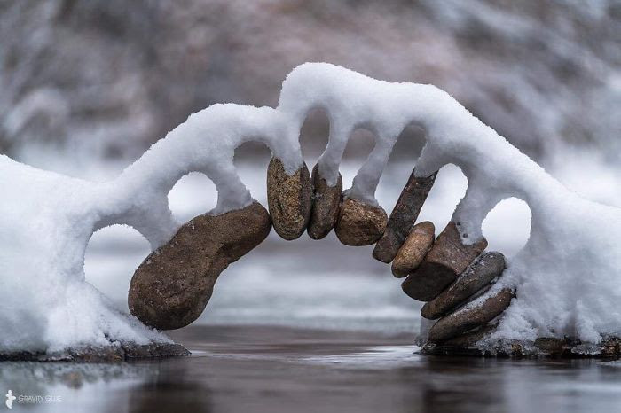 The Way                                                           The Snow Is                                                           Resting On                                                           This Handmade                                                           Stone Arch