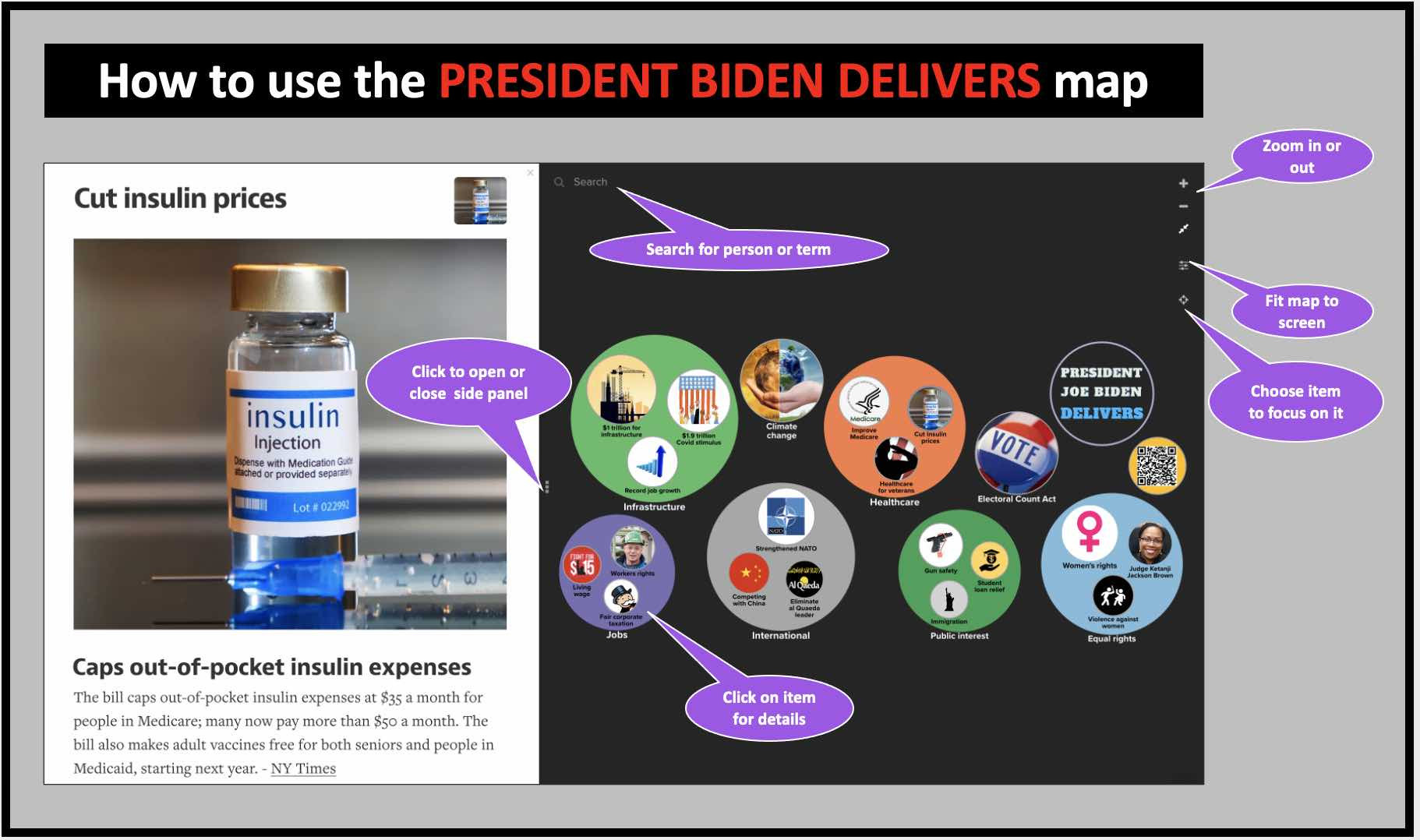 How to use the President Biden Delivers map