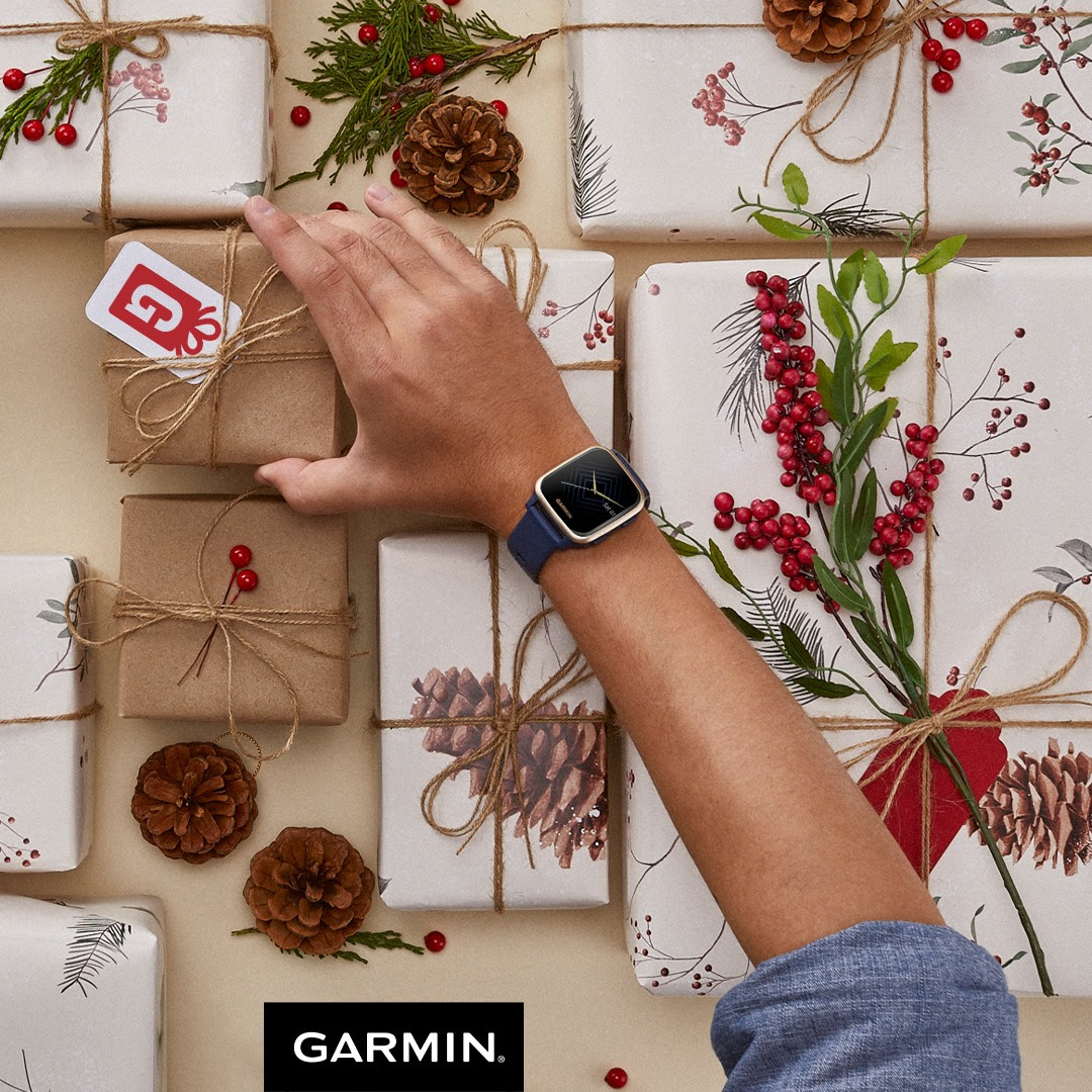 Garmin watches with holiday gift wrap.