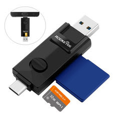 Rocketek 2 Slots Type-c OTG USB 3.0 TF SD Card Reader