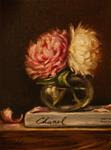 Book Collection: Chanel with Peonies,  Oil on 6"x8" Linen Panel - Posted on Thursday, March 12, 2015 by Carolina Elizabeth