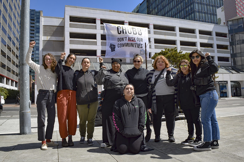People protesting against Chubb.