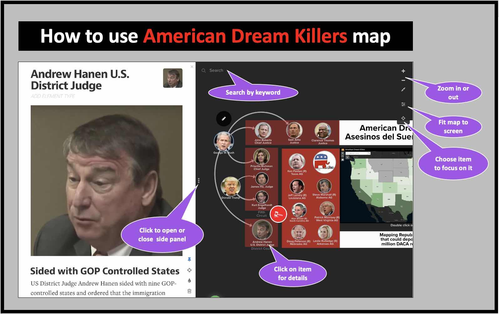 How to use the American Dream Killers Map.