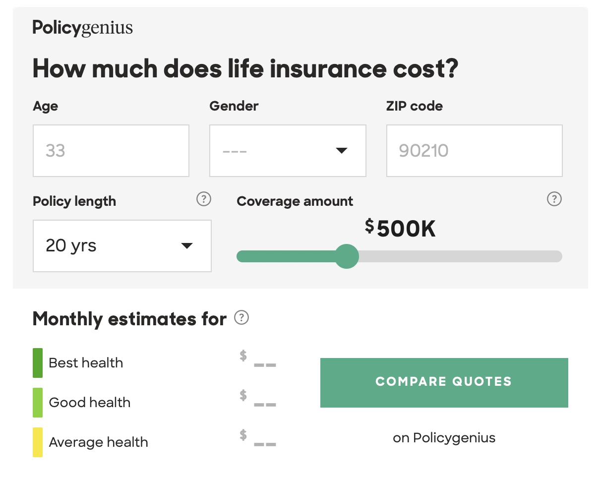 Policygenius Life Insurance Cost Calculator