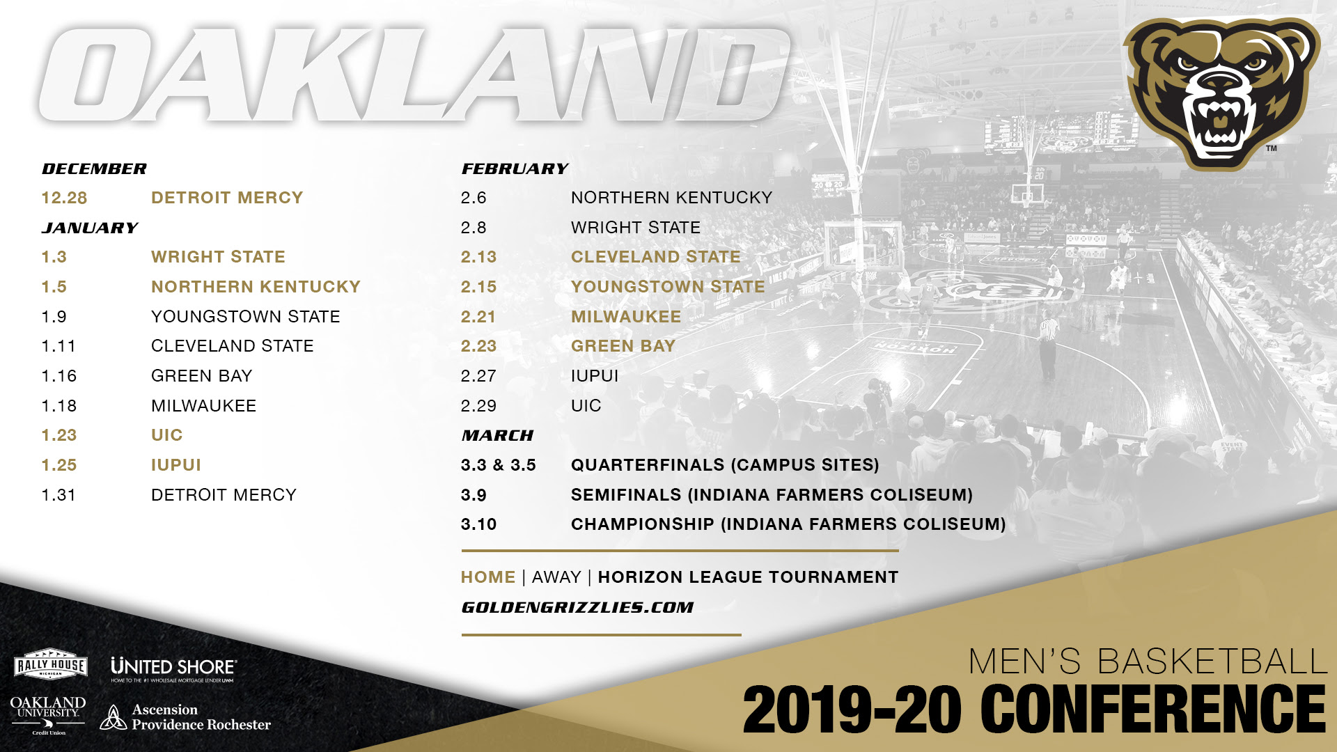 2019-20 Men's Basketball League Schedule Graphic