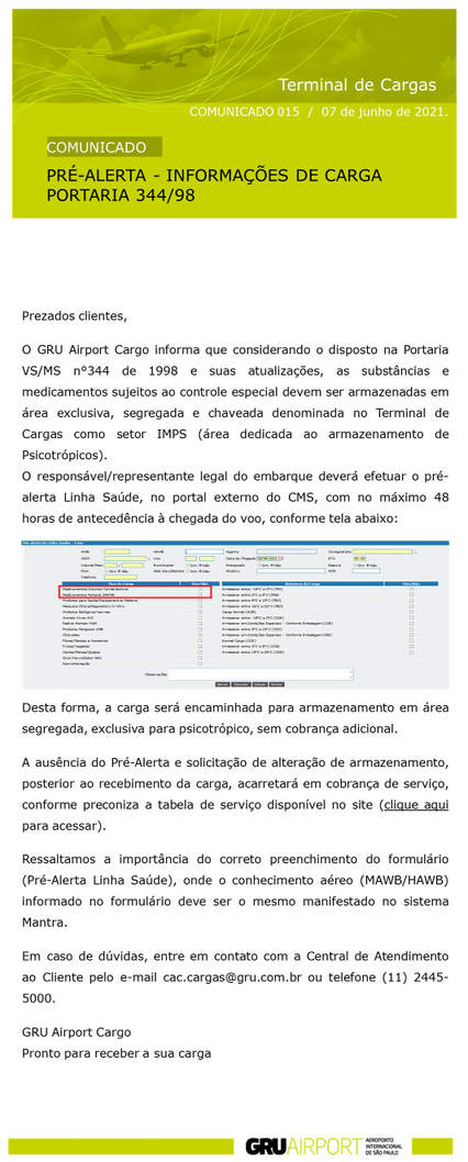 COMUNICADO TERMINAL DE CARGAS