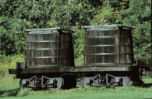 Densmore brothers oil tank railroad car, circa 1865.