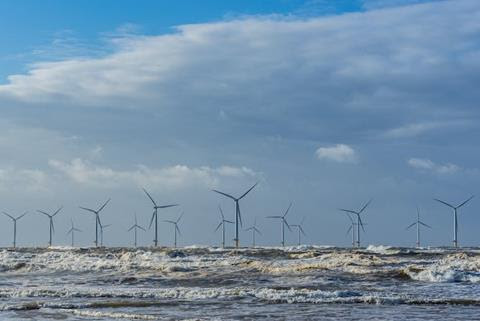 Offshore wind farm off the UK coast.