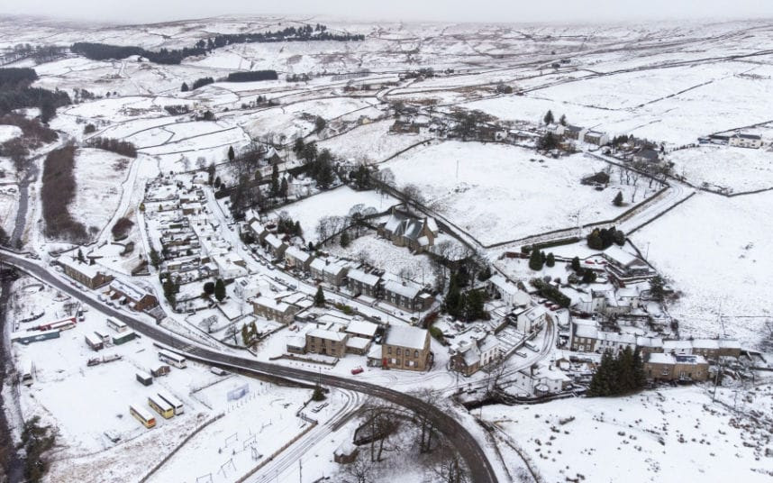 UK freezing weather: the Cumbrian village of Nenthead in the snow