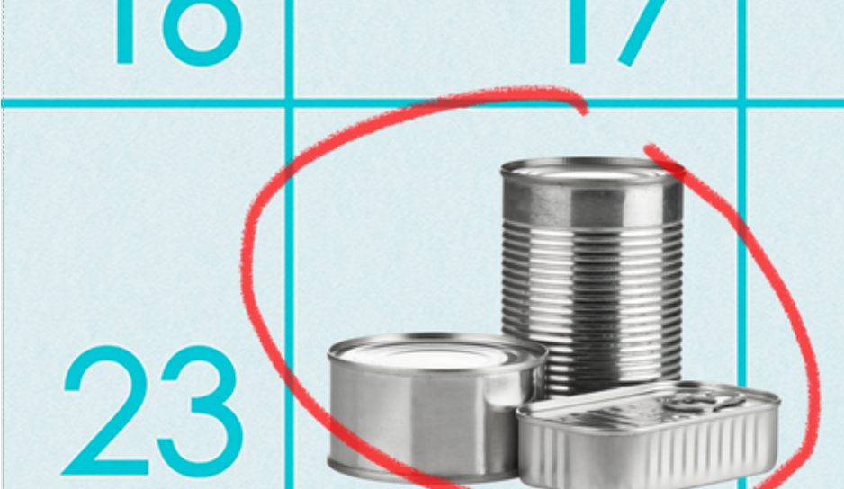 tin cans on a calendar